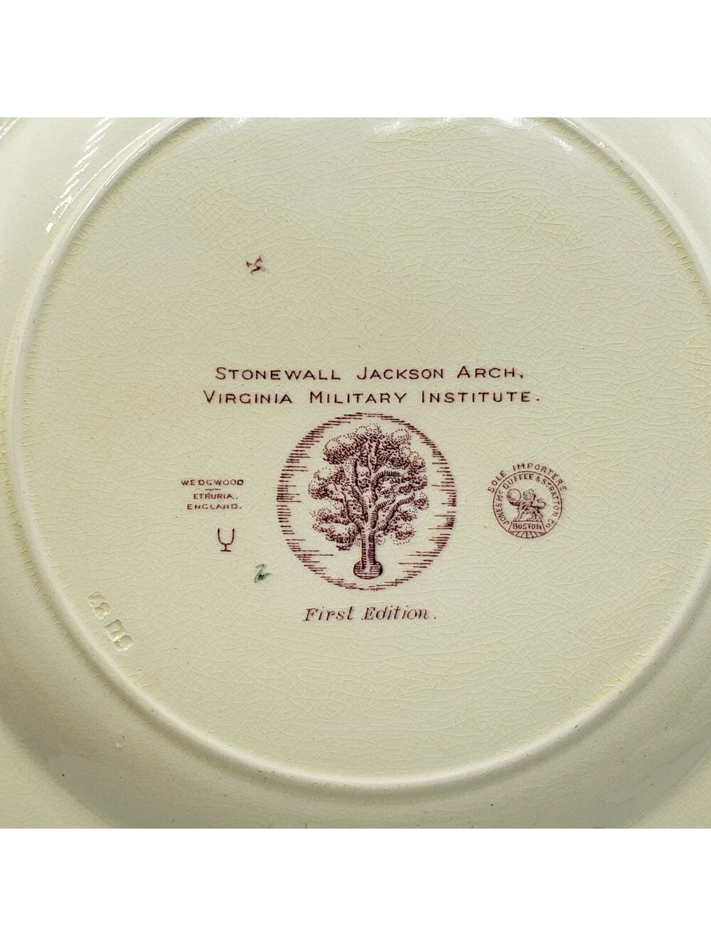 Vintage Wedgwood Virginia Military Inst. Plate Stonewall Jackson Arch. 1st. Ed